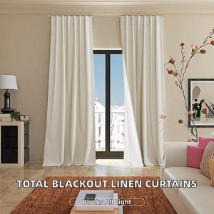 Cortinas Opacas Modernas de Lino Natural (30%) y Poliéster (70%) con Ojales, Gruesas, para Todas las Estaciones, 2 Paneles, para Ventanas del Hogar y Sala de Estar - Product Image 2