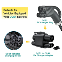 Adaptateur de charge rapide 1000V DC 400A max CCS2 vers CCS1, chargeur EV 2 en 1 et connecteur de charge AC Type 2 vers Type 1 pour véhicules électriques américains