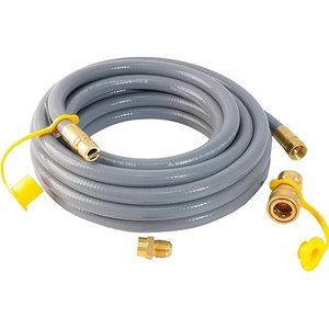 Kit <span class=keywords><strong>de</strong></span> 2 tuyaux <span class=keywords><strong>de</strong></span> gaz <span class=keywords><strong>de</strong></span> 48 pouces, raccord rapide à passage complet <span class=keywords><strong>de</strong></span> 3/4 pouces, ligne flexible lisse résistante à la corrosion, 2 raccords coudés <span class=keywords><strong>de</strong></span> retenue - Product Image 2