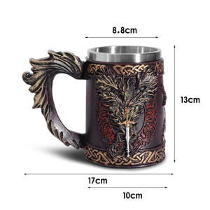 Chopes à bière en acier inoxydable de style médiéval Celtics Norse God, vente en gros, MAA05, usage domestique, motif de Noël, pour le <span class=keywords><strong>café</strong></span> et la bière - Product Image 2