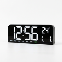 Réveil numérique électronique LED de bureau, horloge murale de chevet en plastique multifonctionnelle avec minuteur, hygromètre, calendrier, veilleuse, alimentation USB