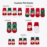 Chaussettes personnalisées pour chiens et chats, chaudes, imperméables, antidérapantes, imprimées, double couche, en coton, avec semelle en caoutchouc à pois, douces, respirantes, pour la marche en intérieur, soin des pattes