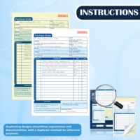 Formulaires de commande personnalisés en 2 exemplaires autocopiants, numérotés, reliés en spirale, format A4, avec carnet de reçus et factures 5-9/16x8-7/16, et bloc-notes de livraison format A5