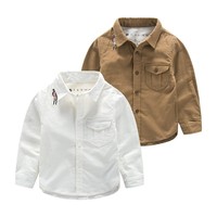 Chemises brodées pour garçons en gros - 100 % coton, tissu peigné respirant, tenue décontractée