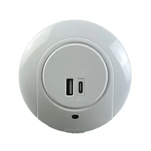 A78D OEM自動LED夕暮れから夜明けまでのスイッチセンサー (USB Type-C充電ポート付き) 寝室用常夜灯を接続