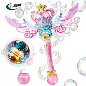 Máquina de Burbujas Giratoria Recargable con Luz para Niños, Juguete con 12 Recargas de Burbujas y Música, Varita de Burbujas de Princesa para Niñas - Product Image 1