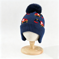 Bonnet tricoté pour enfants avec oreilles et pompon en fausse fourrure, bonnet d'hiver pour tout-petits garçons, fournisseur de chapeaux