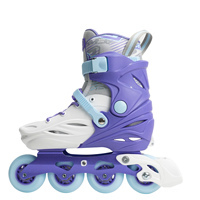 Patins à roulettes ajustables pour enfants, coque rigide violette, roues lumineuses en PU, système de triple verrouillage, doublure respirante, pour débutants, usage extérieur