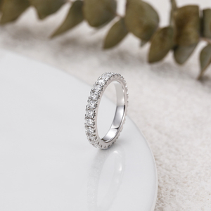 Anillo de Plata de Ley S925 con Banda Completa de Moissanita VVS1 Certificada por GRA de OAHLAN, 3 mm, para Uso Diario de Mujeres - Product Image 5