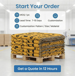 Couverture en jacquard tissé épais et crypté, multi-usages, résistante aux taches, au sourire jaune joyeux et inspirant, fabrication directe d'usine, OEM - Product Image 5