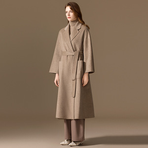 Abrigo de mujer de doble cara de Cachemira pura 100%, lana suelta larga clásica para Otoño e Invierno - Product Image 2