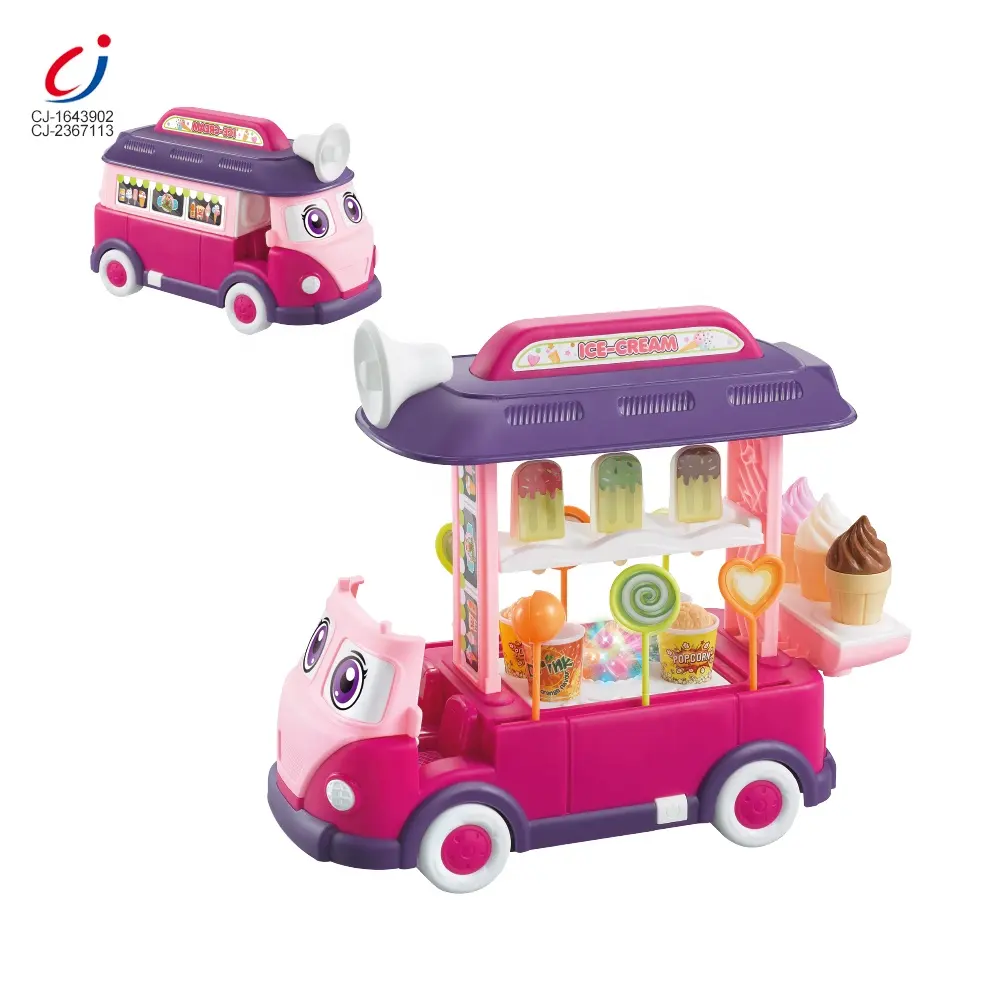 Chengji new arrival preschool kids pretend play set ice cream candy shop electric mini bus deformation fun food truck toy