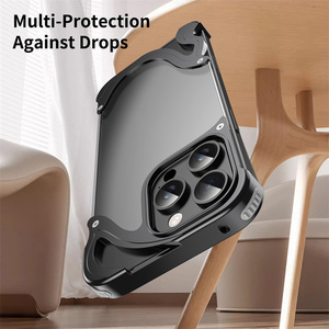 2025 luxo golfinho padrão alumínio metal caixa de telefone sem aro para iPhone 16 15 Pro Max 16 Pro Clear PC tampa traseira - Product Image 5