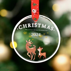 Ornement en cristal clair <span class=keywords><strong>gravé</strong></span> au laser sur mesure, en vente en gros, pour mariage ou Noël. Décoration à suspendre - Product Image 5