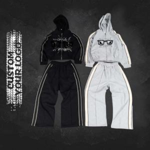 Conjunto Deportivo de Dos Piezas para Hombre, Estilo Urbano, Holgado, de Felpa Francesa Suave de Algodón Grueso de 450 g/m², con Cierre - Product Image 1