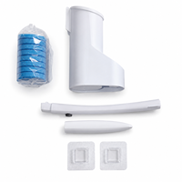 Brosse de toilette jetable pour la maison avec nettoyeur intégré, long manche en PP, fixation murale, remplacement en un clic, nettoyage de salle de bain