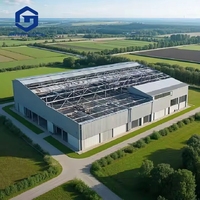 Structure en acier pour toiture, charpente préfabriquée, bâtiment préfabriqué, entrepôt industriel, bâtiments à ossature métallique