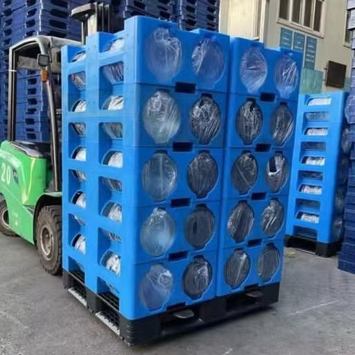 Blue HDPE Single Faced Euro Pallet 4-Way Stackable 3-Pocket Durable ...