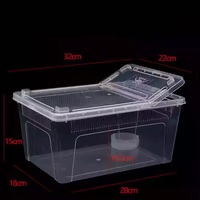 Cage à reptiles empilable en gros avec de grands trous de ventilation 32*22*15cm, conteneur d'élevage en plastique