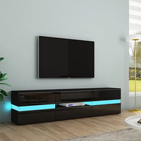 Meuble TV 69 pouces Meuble de télévision Console TV 2 portes Armoires de rangement à deux tiroirs avec lumière LED RVB pour téléviseurs
