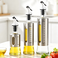 Bouteille en verre graduée avec couvercles, grande capacité, pour la cuisine domestique, pot de contrôle d'huile pour vinaigre et vin