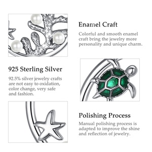 Isunni rodio <span class=keywords><strong>de</strong></span> la joyería <span class=keywords><strong>de</strong></span> plata esterlina 925 Chapado en verde <span class=keywords><strong>mar</strong></span> tortuga colgante <span class=keywords><strong>de</strong></span> collar con perla - Product Image 2