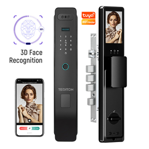 Kunci pintu pintar Wifi Tuya, pengawas Video otomatis interkom kamera pintu kayu Ai pengenalan wajah kunci pintar - Product Image 1