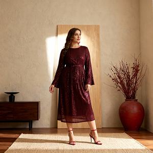 Abaya élégante et modeste en polyester brodée de paillettes de luxe pour femmes musulmanes – Vente en gros - Product Image 2