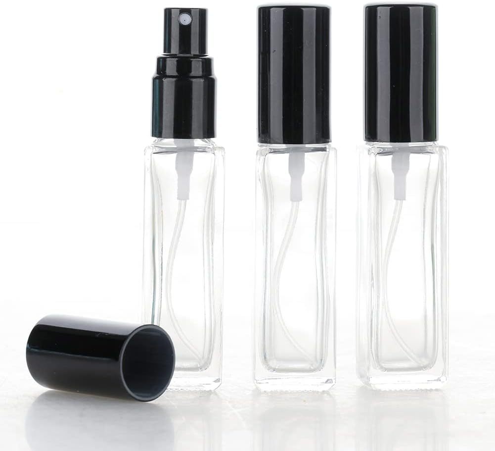 Bouteille en verre transparent + bouchon noir