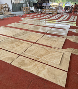 กระเบื้องออนิกซ์สีน้ำตาลลายคลื่นแปลกตาแบบตัดตามขนาด แผ่นผนังออนิกซ์สีขาวเปอร์เซีย แผงผนังหยก คอลัมน์ออนิกซ์แกะสลักสำหรับตกแต่ง - Product Image 5