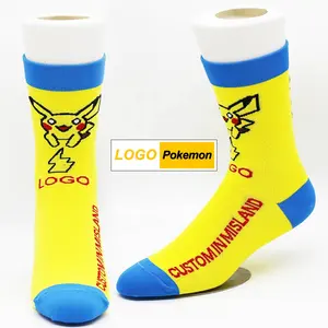 Venta caliente Pok Custom Logo Made Sock Pok-emon Hombres Mujeres Imagen diseño Cartoon Happy Socks