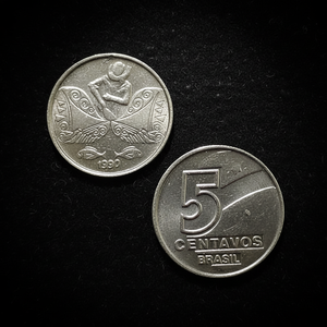 Pièces de monnaie commémoratives de style antique du Brésil 1990, 5 centavos (Pêcheur), cadeaux, décoration de la maison - Product Image 4