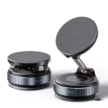 X-World 360 Adjustable Magnetic Car Phone Holder with Wireless Charger - Vacuum Suction Cup Fast Cha
