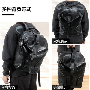 Dujiang Genuine Leather <b>Backpack</b> <b>Black</b> Top Layer Cowhide Business Laptop <b>Backpack</b> Outdoor Travel <b>Backpack</b> - Product Image 2