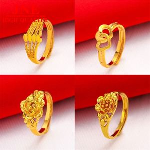 Nouvelle bague en laiton plaqué or 24 carats pour femme, motif rose, vente en gros, collection 2021 - Product Image 3