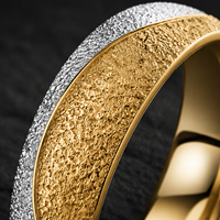 JLM Hochwertige Zweifarbige Mattierte Eternity-Band Paarringe aus Titan-Stahl mit Zirkonia für Verliebte, Hochzeit, Jahrestag, Versprechen, Minimalistisch