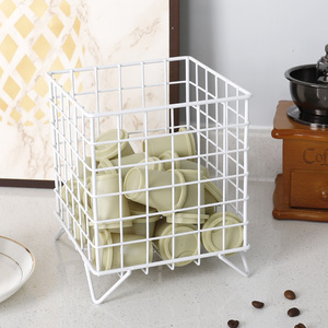 Panier de rangement carré en fil métallique grande capacité pour dosettes de café, design moderne, pour comptoir de cuisine et articles ménagers - Product Image 4