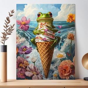 Chenistory <span class=keywords><strong>ภาพ</strong></span><span class=keywords><strong>วาด</strong></span>รูปสัตว์<span class=keywords><strong>กบ</strong></span>ไอศกรีมสำหรับมือใหม่พร้อมตัวเลขสำหรับเป็นของขวัญของตกแต่งบ้านแบบทำมือ - Product Image 2