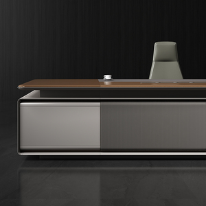 Escritorio de oficina ejecutivo de madera de melamina de lujo moderno de gama alta para CEO Boss extensible y ensamblable con características de almacenamiento - Product Image 4