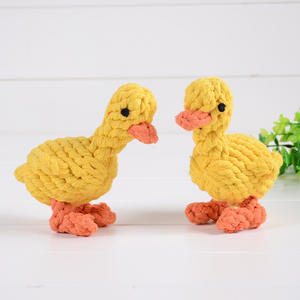 Giocattoli per Animali Domestici, Paperella Gialla in Corda di Cotone Intrecciata a Mano, Giocattolo da Masticare per Cani per la Pulizia dei Denti - Product Image 1