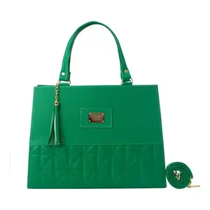 Sac fourre-tout Fana Ikia pour femme en cuir microfibre vert à motif alligator, fermeture ouverte, idéal pour les occasions décontractées et les mariages - Product Image 4