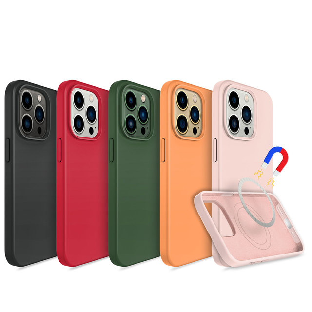 2026 Best Quality Liquid Silicon Anti-fingerprint Phone Case for iPhone 13 14 Pro Max iPhone 15 New Fashion Magnet Colors Case