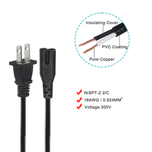 <span class=keywords><strong>สาย</strong></span>ไฟปลั๊ก NEMA 1-15P แบบไม่มีขั้ว 2 ขา รูปเลข 8 แบบ IEC C7 สำหรับใช้ในสหรัฐอเมริกา ใช้แทน<span class=keywords><strong>สาย</strong></span>ไฟ 110v <span class=keywords><strong>AC</strong></span> - Product Image 2