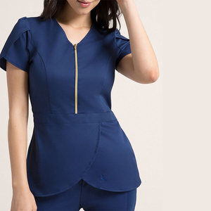 Ensemble de Blouse Médicale Zippée et Pantalon Droit – Tenue Professionnelle pour Clinique Dentaire, <span class=keywords><strong>Spa</strong></span>, Hôpital – Uniformes Médicaux et Infirmiers - Product Image 4