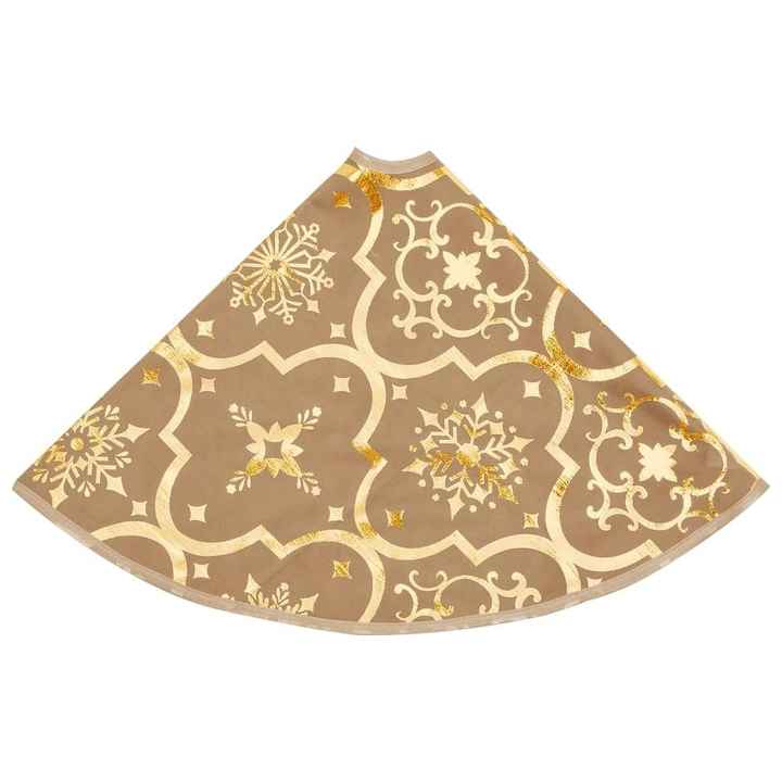 W2B VidaXL 100% Polyester Christmas Tree Skirt Yellow 35.4 in Foldable for Festive Decorations