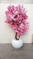 Künstliche Kirschblütenbäume aus Holz, Rosa-Weiße Plastik-Kirschblüten, Dekorative Blumen, Kränze und Pflanzen