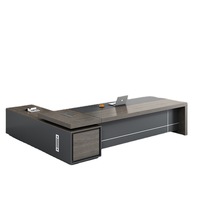 Nouveau bureau de direction moderne minimaliste en forme de L avec armoire latérale, modèle de panneau de luxe léger, grand bureau de direction, vente en gros Foshan