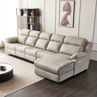 Canapé d'angle en cuir véritable moderne en forme de L, inclinable, pour salon, home cinéma ou cabine, en cuir de première qualité
