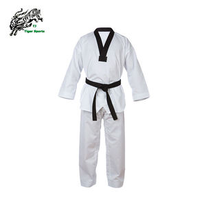 Uniformes de Taekwondo Unisex al por Mayor con Cuello en V, Personalizables, Duraderos, Transpirables, de 180g, de Algodón y Poliéster, para Artes Marciales, Karate, Adultos, OEM - Product Image 2