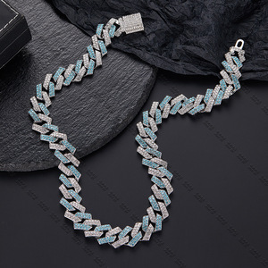 Collar para hombre de estilo europeo y americano, con incrustaciones de <span class=keywords><strong>diamantes</strong></span> de 15 mm, joyería moderna de hip-hop, collar de cadena grande de oro. - Product Image 6